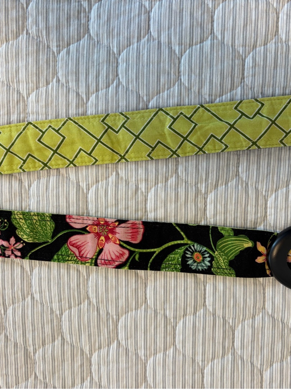 Women’s Black Green Botanical & Geometric fabric belt large